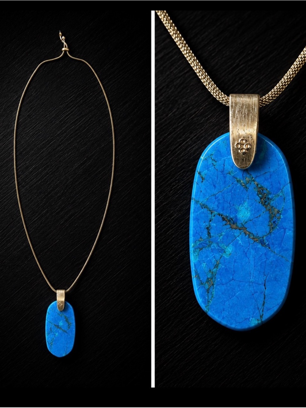 Kendra Scott Gold Adustable Necklace with Bright Blue Turquoise Pendant